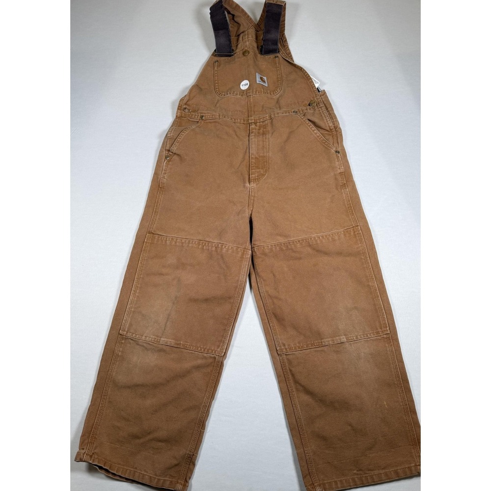 Carhartt Overalls Kids 10 Brown Canvas Duck Bib Work Pants Winter Play